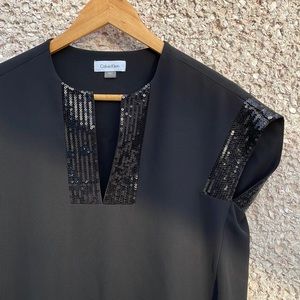Calvin Klein Dress in Black with Sequin Detail NWOT
